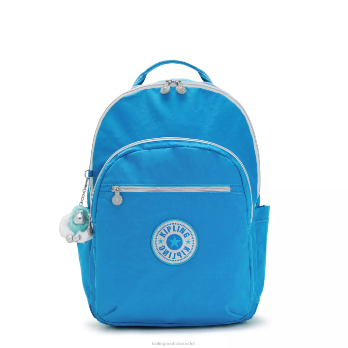 Seoul Extra Large 17" Laptop Backpack Kipling Eager Blue Fun Women 8T6J440 Laptop Backpacks