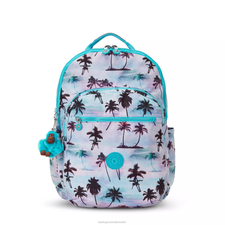 Seoul Extra Large Printed 17" Laptop Backpack Kipling Shadow Palm Print Women 8T6J453 Laptop Backpacks