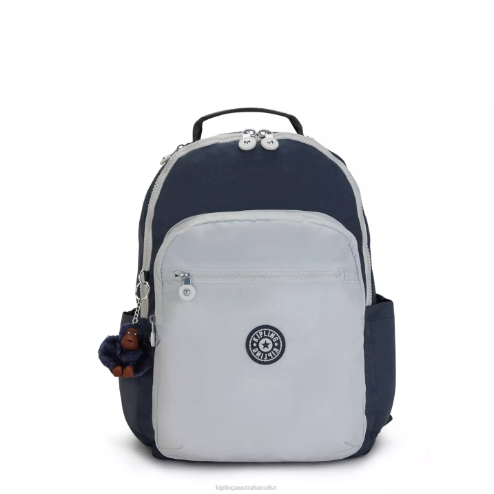 Seoul Large 15" Laptop Backpack Kipling True Blue Grey Women 8T6J430 Laptop Backpacks
