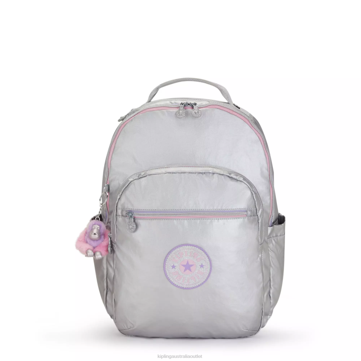 Seoul Large Metallic 15" Laptop Backpack Kipling Candy metal Fun Women 8T6J448 Laptop Backpacks