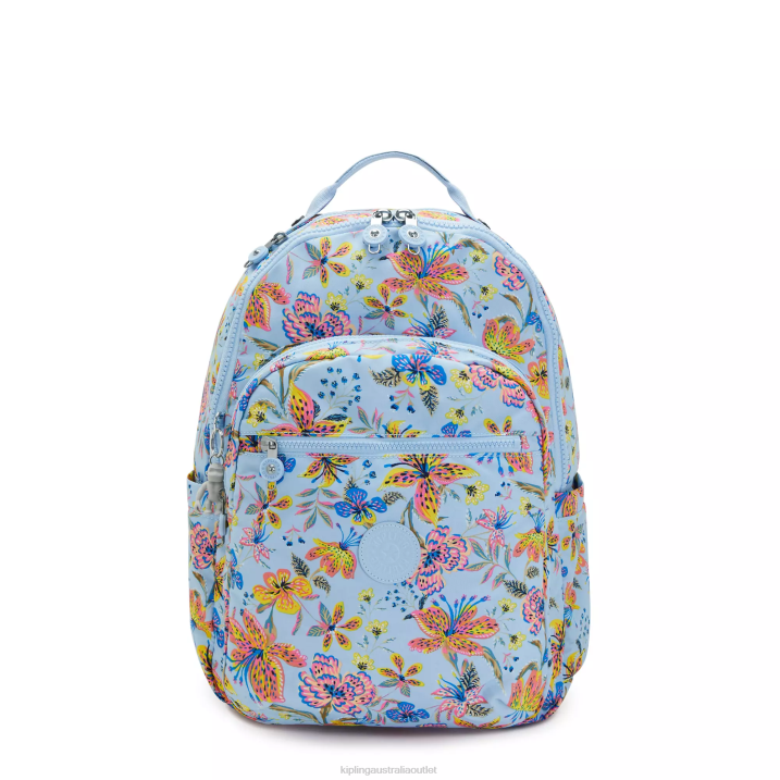 Seoul Large Printed 15" Laptop Backpack Kipling Wild Flowers Women 8T6J346 Laptop Backpacks