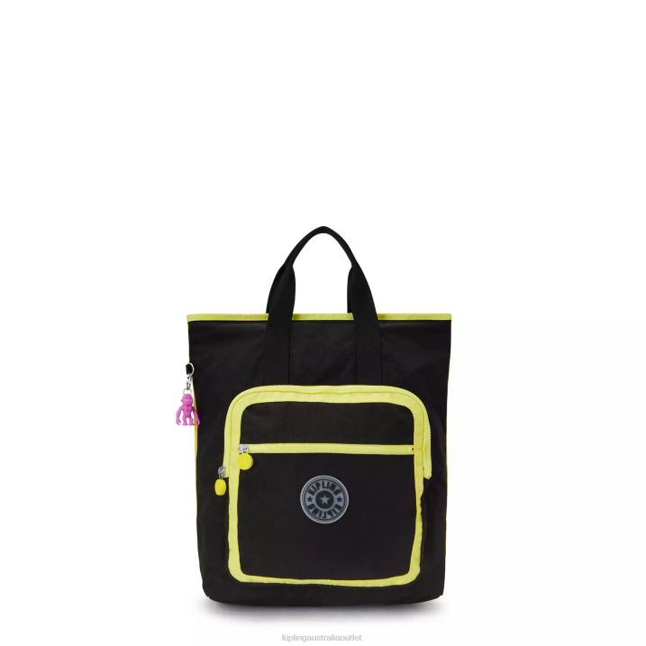 Sia 15" Laptop Tote Backpack Kipling True Black Lime Women 8T6J447 Laptop Backpacks