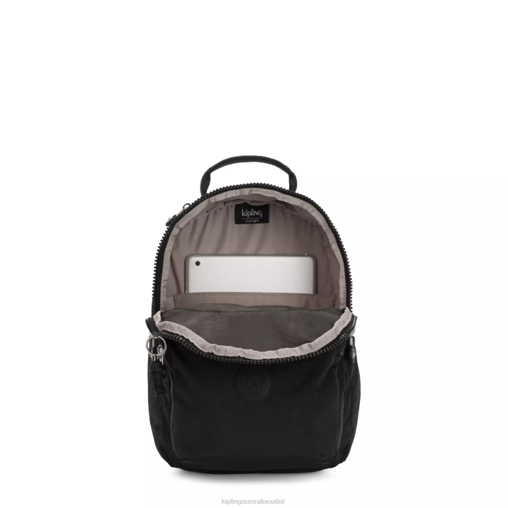 Seoul Small Tablet Backpack Kipling Black Noir Women 8T6J420 Monogrammable