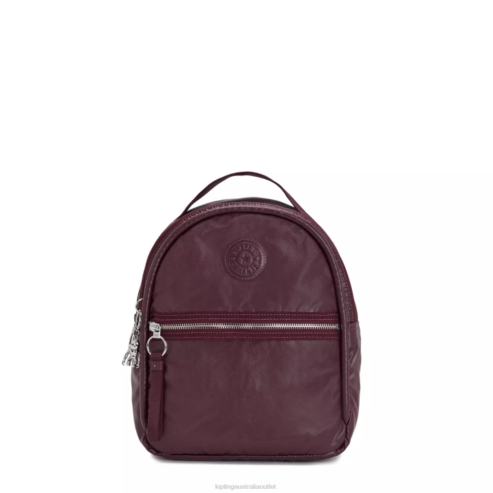 Kae Metallic Backpack Kipling Burgundy Lacquer Metallic Women 8T6J386 Small Backpacks
