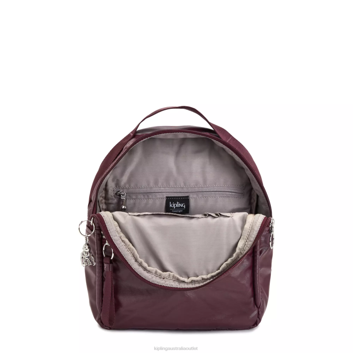 Kae Metallic Backpack Kipling Burgundy Lacquer Metallic Women 8T6J386 Small Backpacks