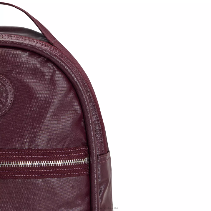Kae Metallic Backpack Kipling Burgundy Lacquer Metallic Women 8T6J386 Small Backpacks
