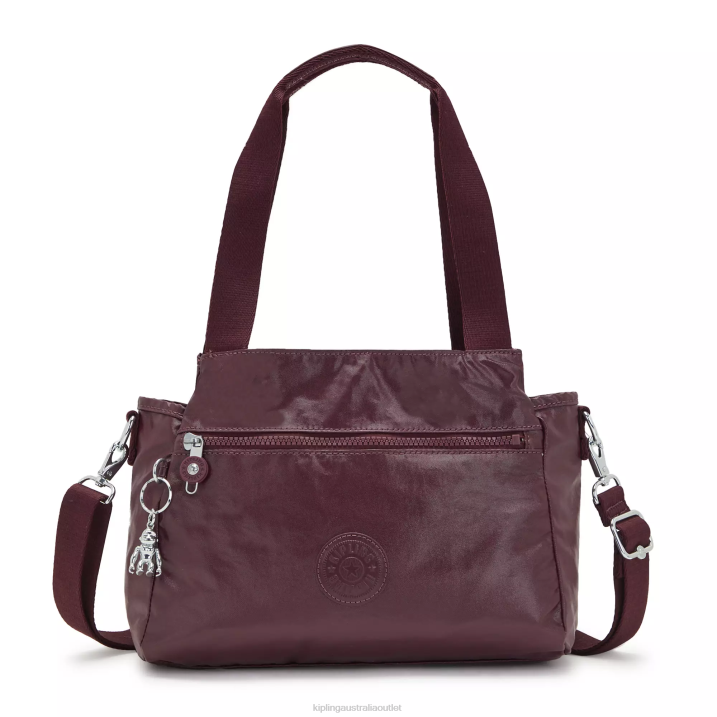 Elysia Metallic Shoulder Bag Kipling Burgundy Lacquer Women 8T6J203 Shoulder Bags